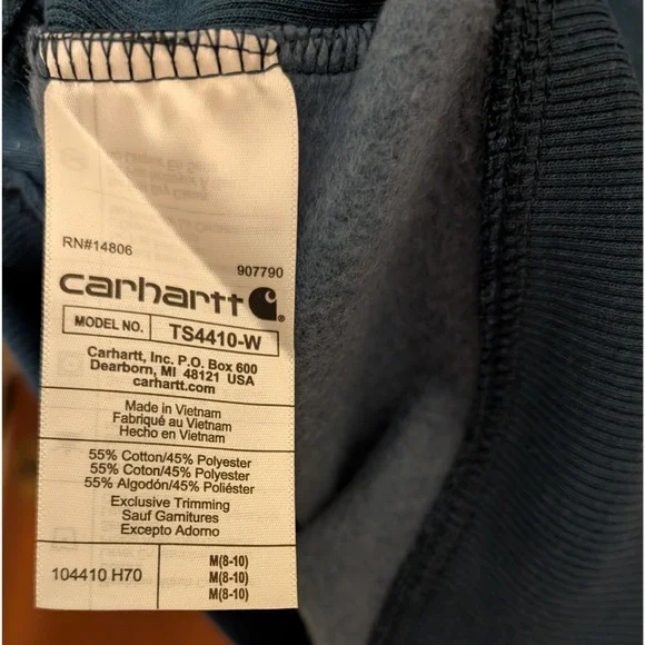 Carhartt Sweatshirt Relaxed Fit Logo Sleeve Graphic Blue MEDIUM 8-10 NEW NWT - Picture 5 of 7